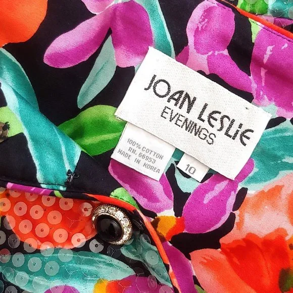 Vintage WILD 1980s Glam Floral Pinup Peplum Top - Picture 4 of 5